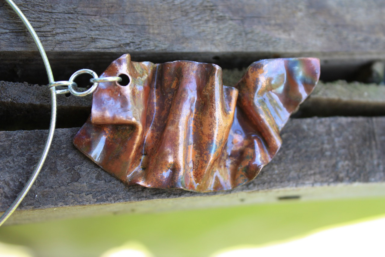 Copper Pendant on Sterling Silver Snake Chain 16″